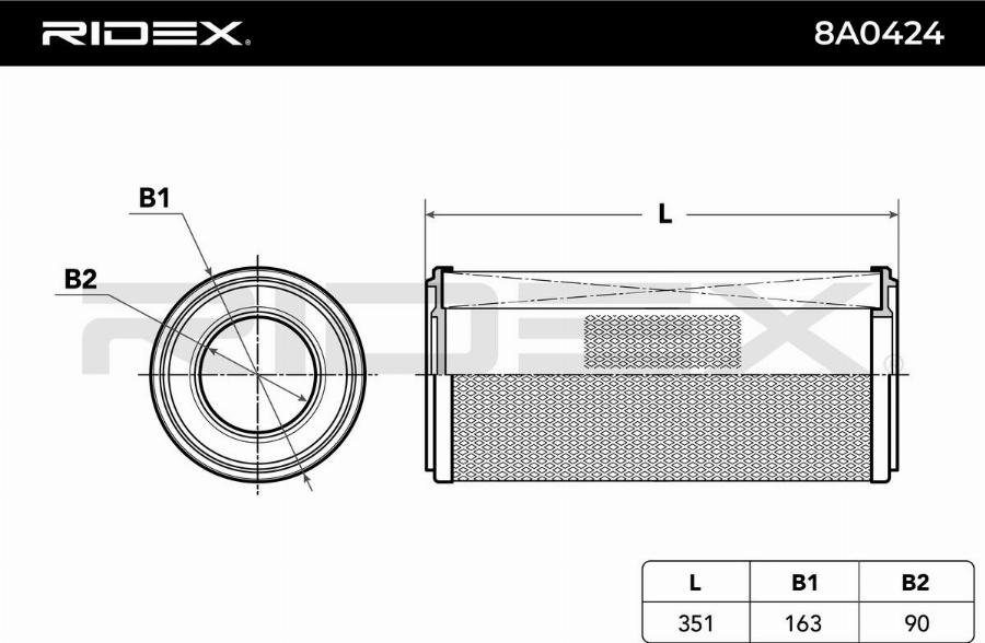 RIDEX 8A0424 - Engine Air Filter car-mod.net