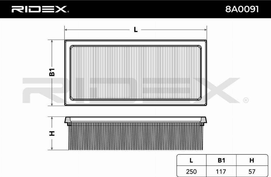 RIDEX 8A0091 - Engine Air Filter car-mod.net