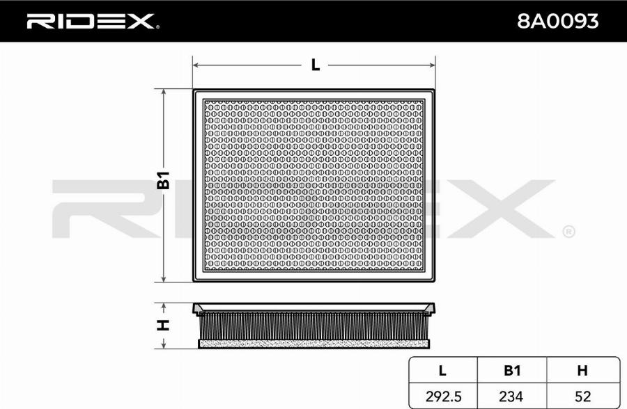 RIDEX 8A0093 - Engine Air Filter car-mod.net