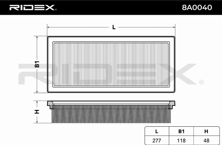 RIDEX 8A0040 - Engine Air Filter car-mod.net