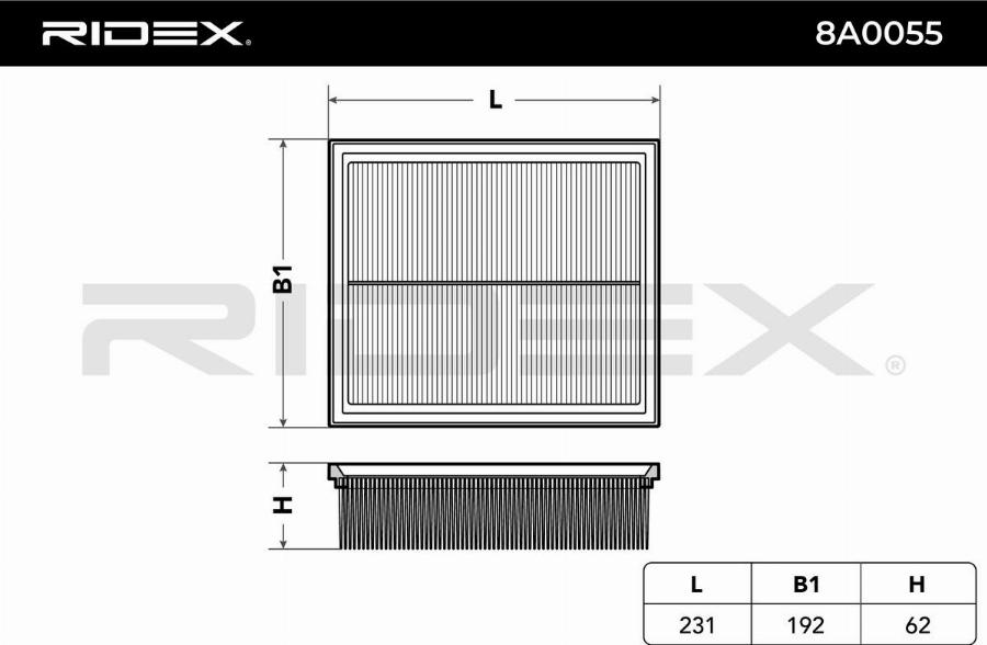 RIDEX 8A0055 - Engine Air Filter car-mod.net