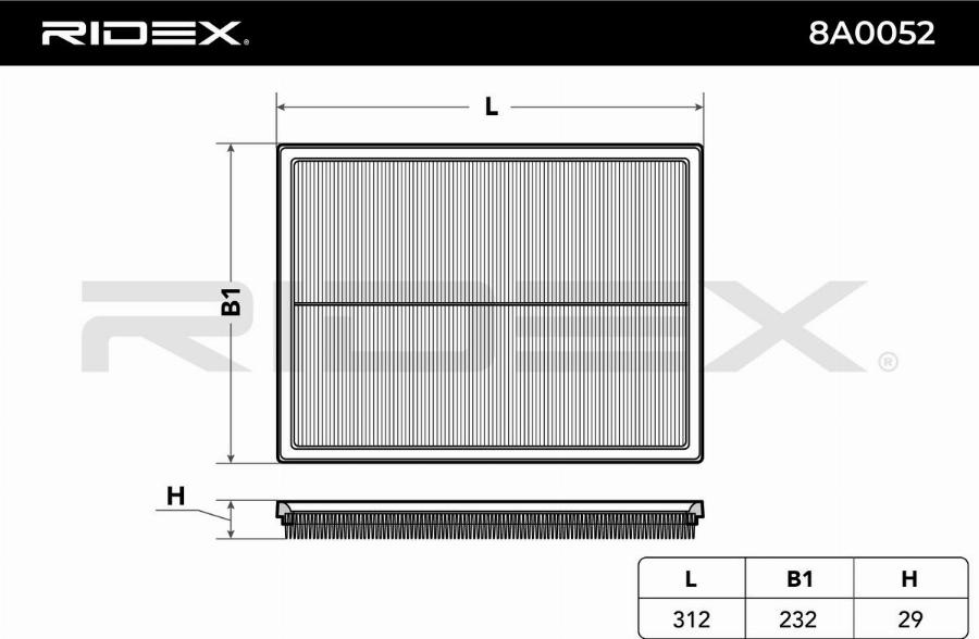 RIDEX 8A0052 - Engine Air Filter car-mod.net