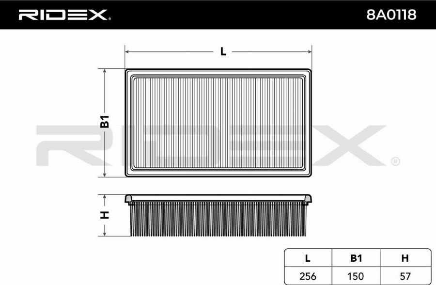 RIDEX 8A0118 - Engine Air Filter car-mod.net