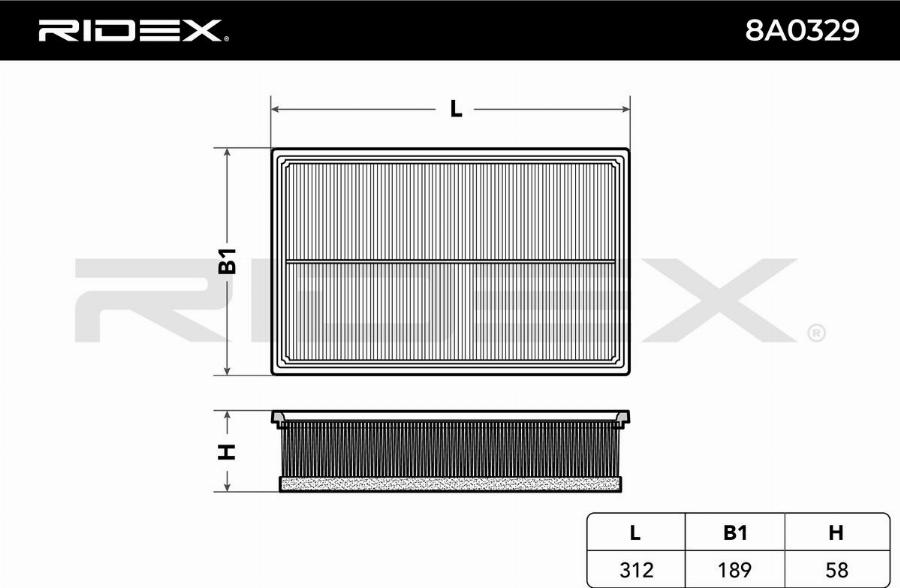 RIDEX 8A0329 - Engine Air Filter car-mod.net