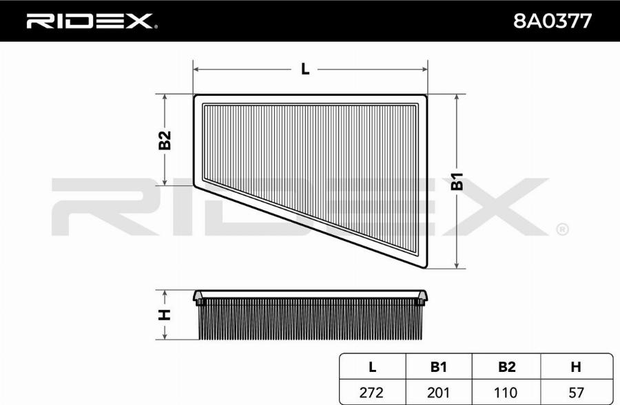 RIDEX 8A0377 - Engine Air Filter car-mod.net