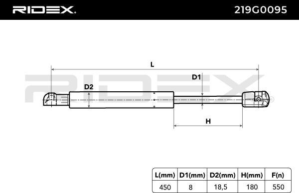 RIDEX 219G0095 - Gas Spring, boot, cargo area car-mod.net