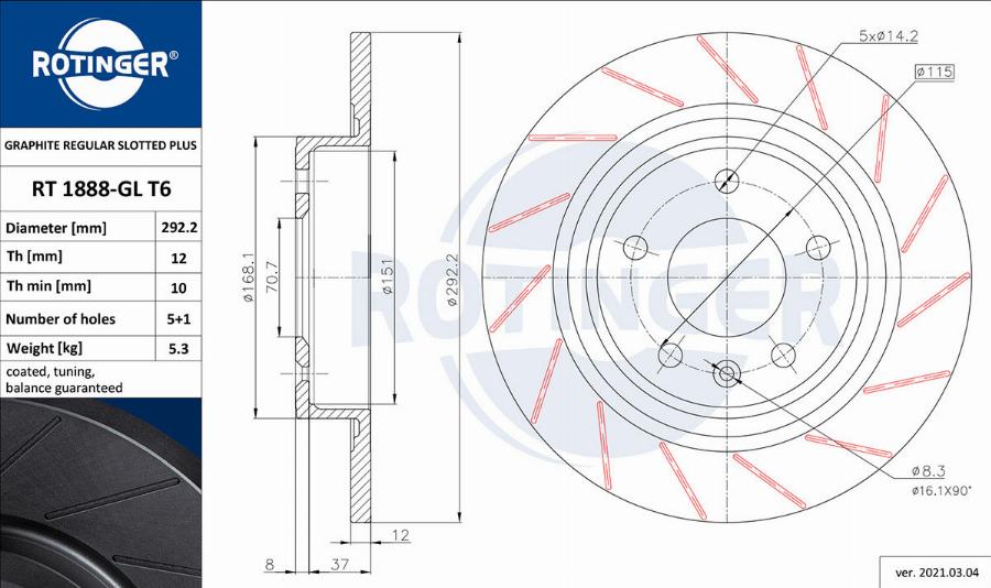Rotinger RT 1888-GL T6 - Brake Disc car-mod.net