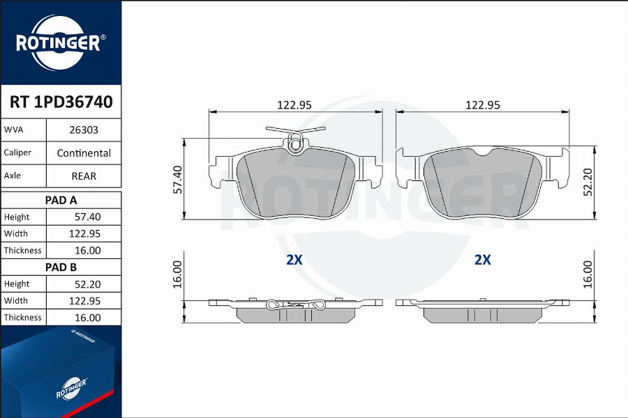 Rotinger RT 1PD36740 - Brake Pad Set, disc brake car-mod.net