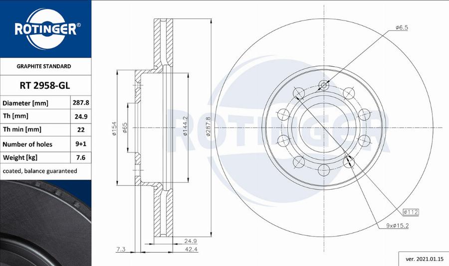 Rotinger RT 2958-GL - Brake Disc car-mod.net