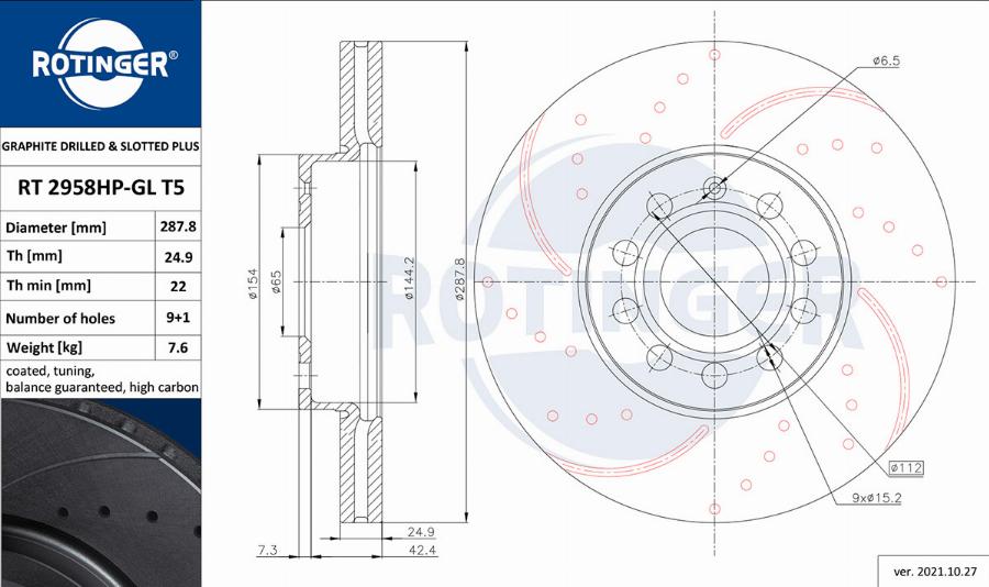 Rotinger RT 2958HP-GL T5 - Brake Disc car-mod.net