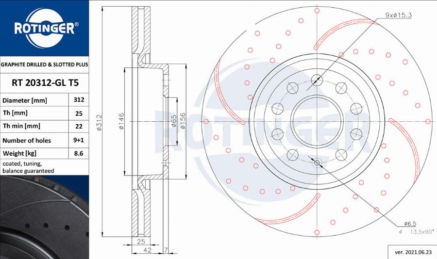 Rotinger RT 20312-GL T5 - Brake Disc car-mod.net