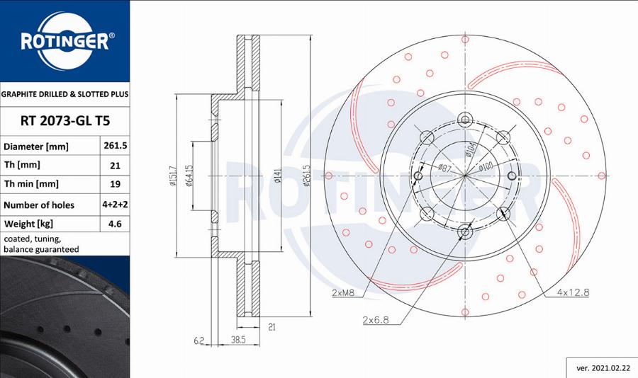 Rotinger RT 2073-GL T5 - Brake Disc car-mod.net