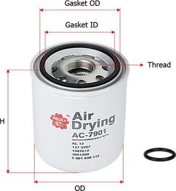 SAKURA Automotive AC-7901 - Air Dryer Cartridge, compressed-air system car-mod.net