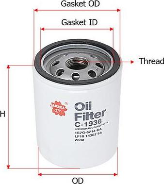 SAKURA Automotive C-1936 - Oil Filter car-mod.net