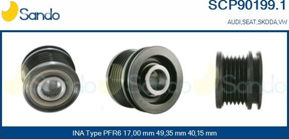 Sando SCP90199.1 - Pulley, alternator, freewheel clutch car-mod.net