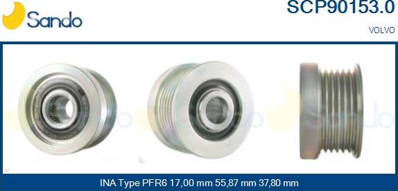 Sando SCP90153.0 - Pulley, alternator, freewheel clutch car-mod.net