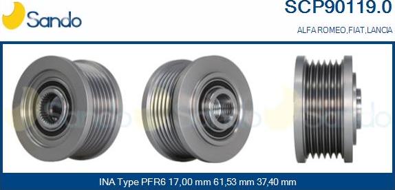 Sando SCP90119.0 - Pulley, alternator, freewheel clutch car-mod.net