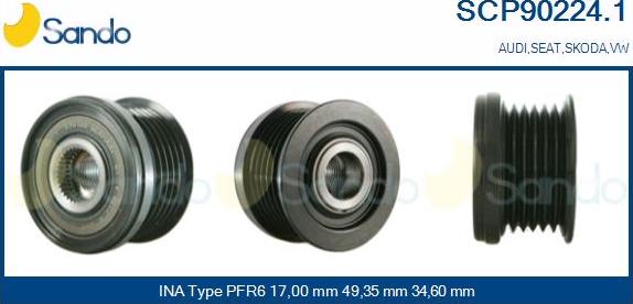 Sando SCP90224.1 - Pulley, alternator, freewheel clutch car-mod.net