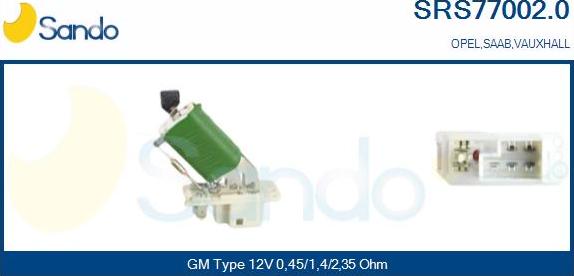 Sando SRS77002.0 - Resistor, interior blower car-mod.net