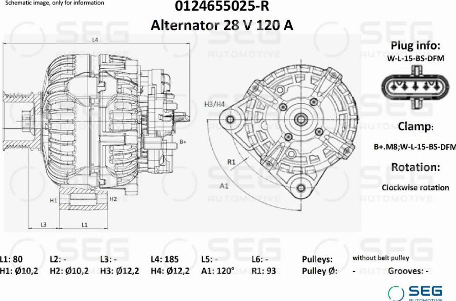 SEG AUTOMOTIVE 0124655025-R - Alternator car-mod.net