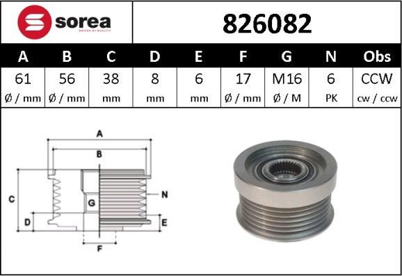 Sera 826082 - Pulley, alternator, freewheel clutch car-mod.net