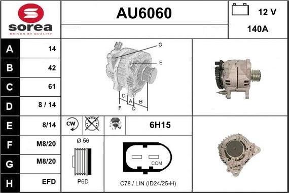 Sera AU6060 - Alternator car-mod.net