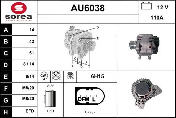 Sera AU6038 - Alternator car-mod.net