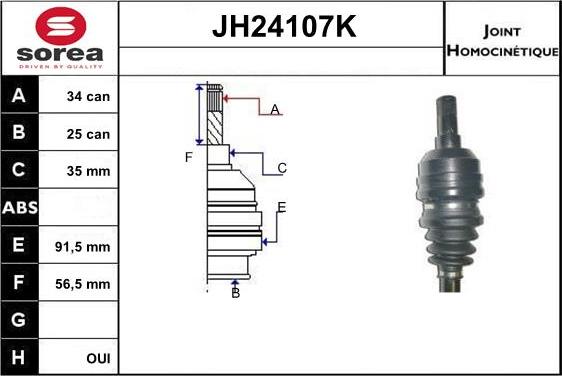 Sera JH24107K - CV Joint Kit, drive shaft car-mod.net