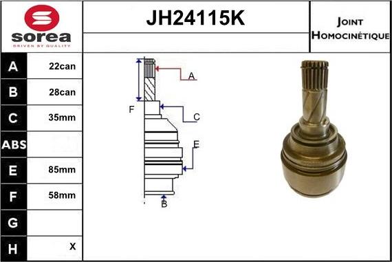 Sera JH24115K - CV Joint Kit, drive shaft car-mod.net