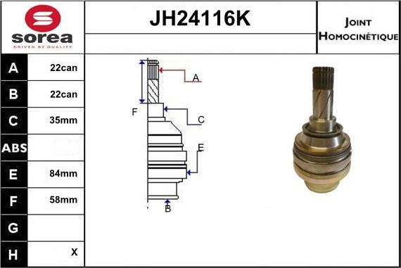 Sera JH24116K - CV Joint Kit, drive shaft car-mod.net