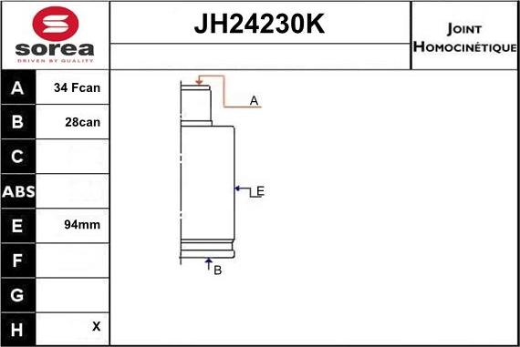 Sera JH24230K - CV Joint Kit, drive shaft car-mod.net