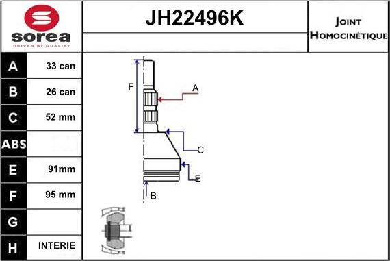 Sera JH22496K - CV Joint Kit, drive shaft car-mod.net
