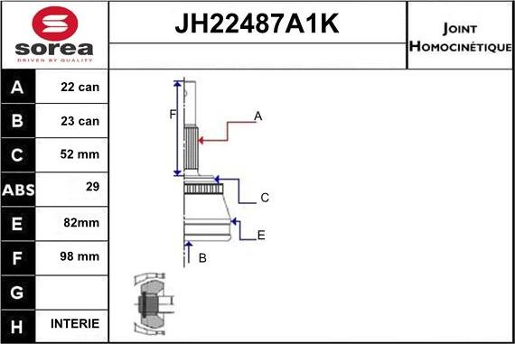 Sera JH22487A1K - CV Joint Kit, drive shaft car-mod.net