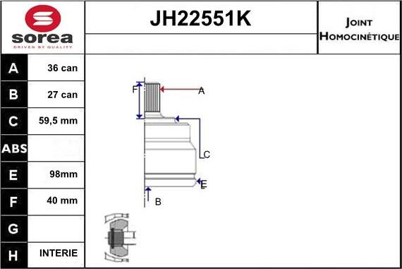 Sera JH22551K - CV Joint Kit, drive shaft car-mod.net