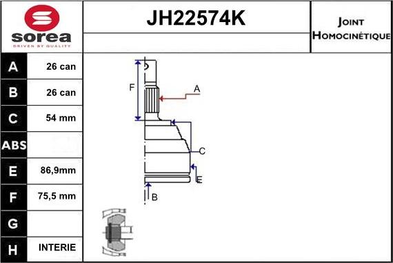 Sera JH22574K - CV Joint Kit, drive shaft car-mod.net