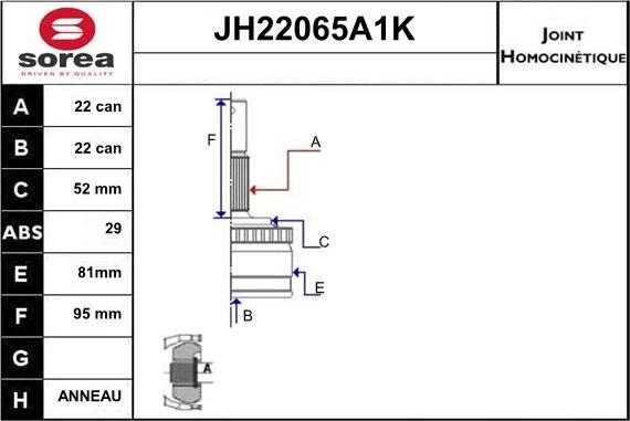 Sera JH22065A1K - CV Joint Kit, drive shaft car-mod.net