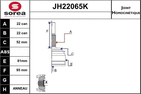 Sera JH22065K - CV Joint Kit, drive shaft car-mod.net