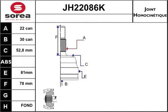 Sera JH22086K - CV Joint Kit, drive shaft car-mod.net