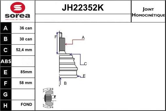 Sera JH22352K - CV Joint Kit, drive shaft car-mod.net