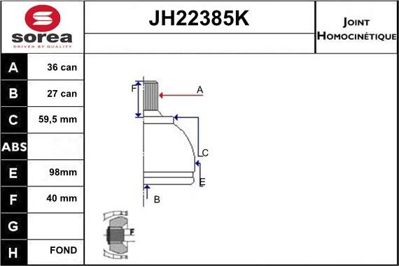 Sera JH22385K - CV Joint Kit, drive shaft car-mod.net