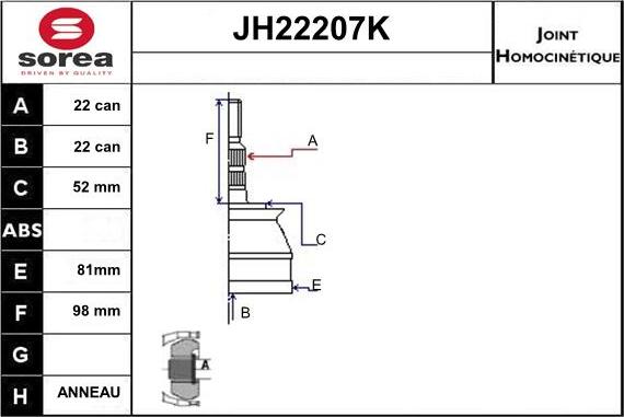Sera JH22207K - CV Joint Kit, drive shaft car-mod.net