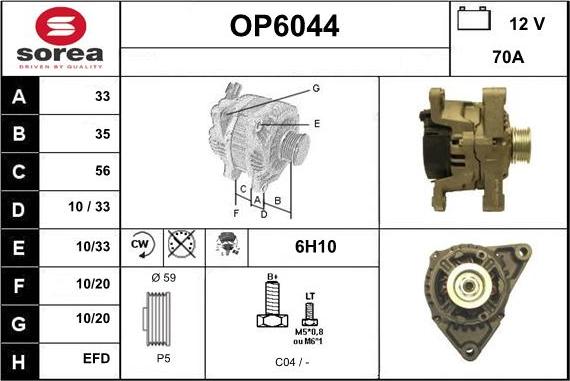 Sera OP6044 - Alternator car-mod.net