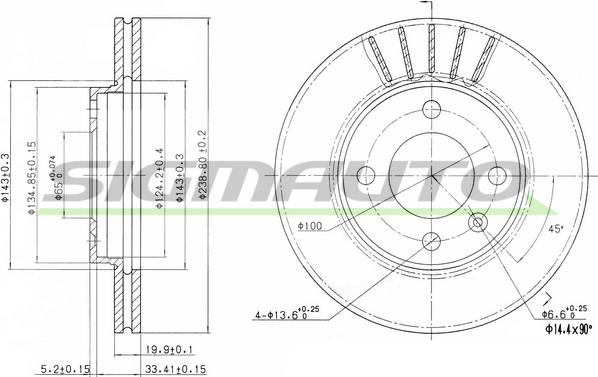 SIGMAUTO DBA175V - Brake Disc car-mod.net