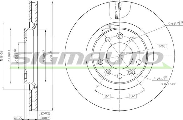 SIGMAUTO DBB326V - Brake Disc car-mod.net