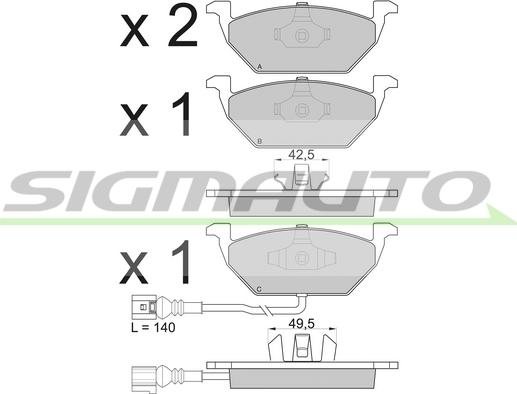 SIGMAUTO SPA848 - Brake Pad Set, disc brake car-mod.net