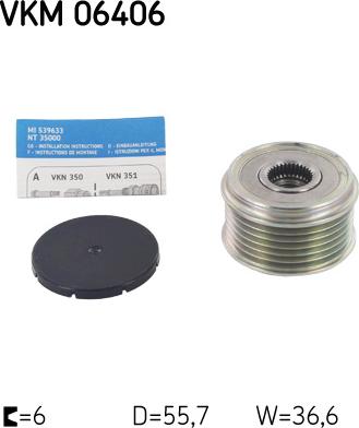 SKF VKM 06406 - Pulley, alternator, freewheel clutch car-mod.net