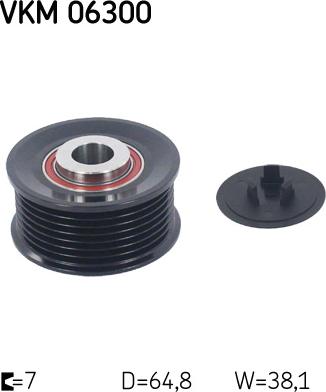 SKF VKM 06300 - Pulley, alternator, freewheel clutch car-mod.net