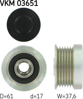 SKF VKM 03651 - Pulley, alternator, freewheel clutch car-mod.net