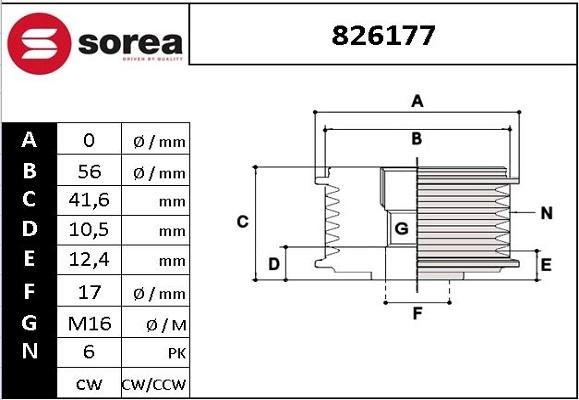 SNRA 826177 - Pulley, alternator, freewheel clutch car-mod.net