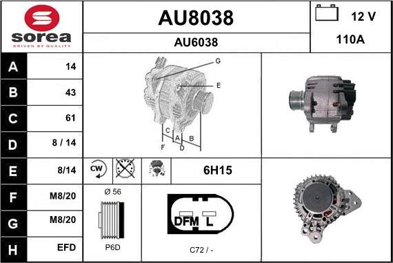 SNRA AU8038 - Alternator car-mod.net